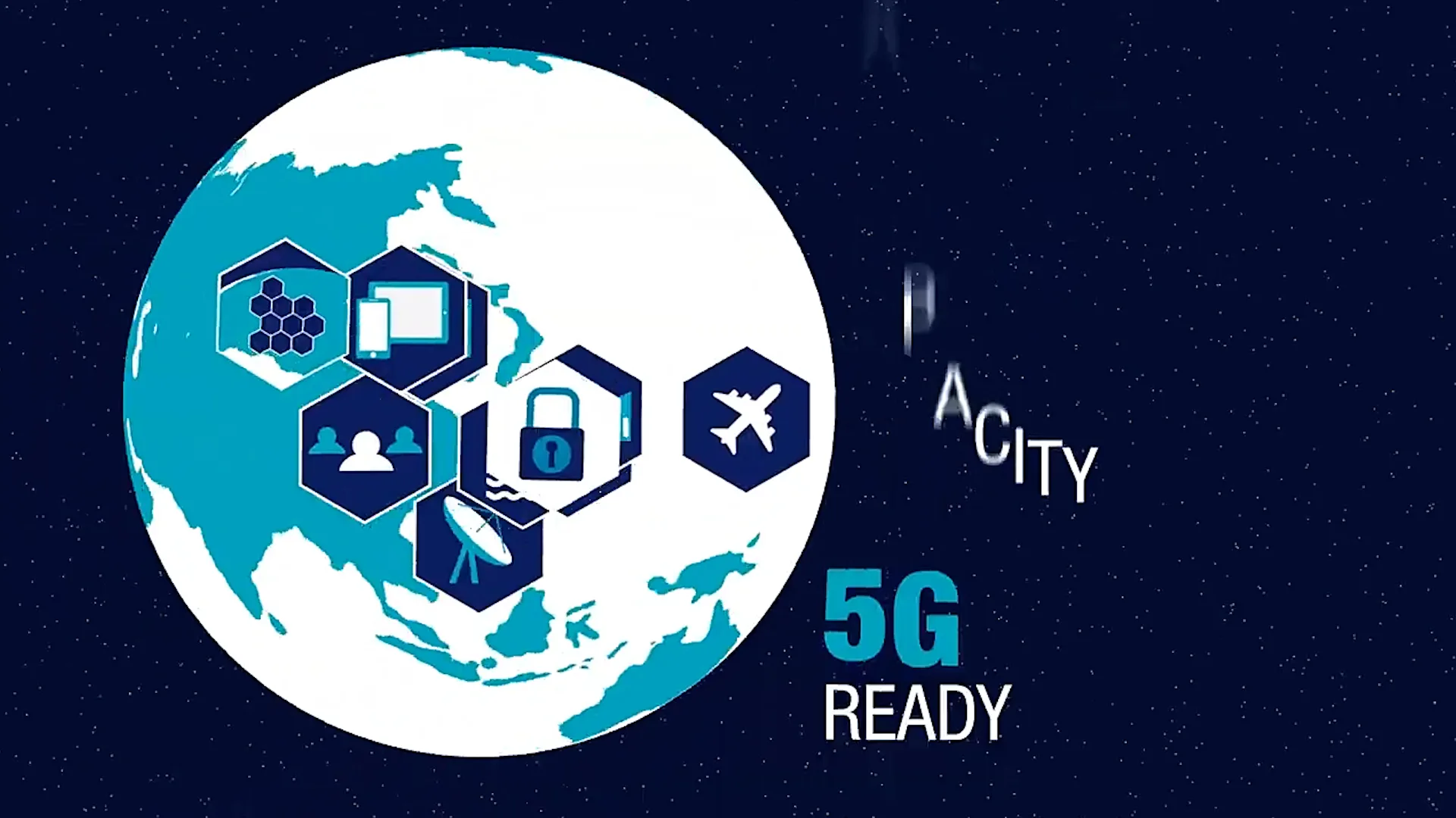 Globāls attēls ar tehnoloģiju ikonām, kas simbolizē savienojamību un 5G gatavību