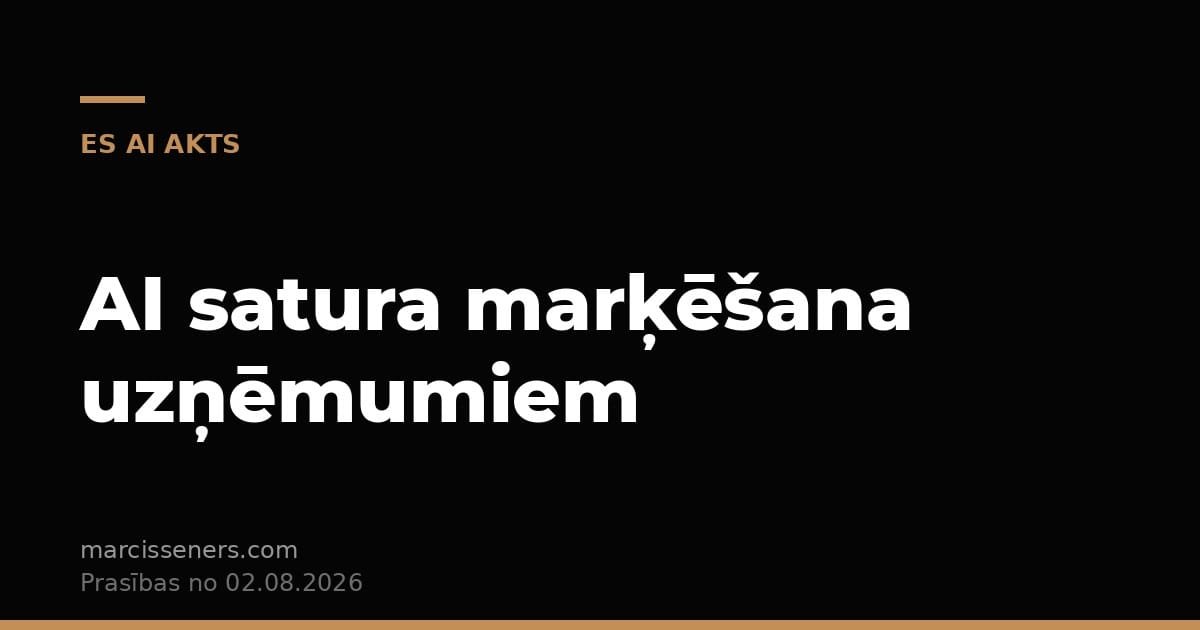 AI satura marķēšana — ES AI Akta prasības uzņēmumiem