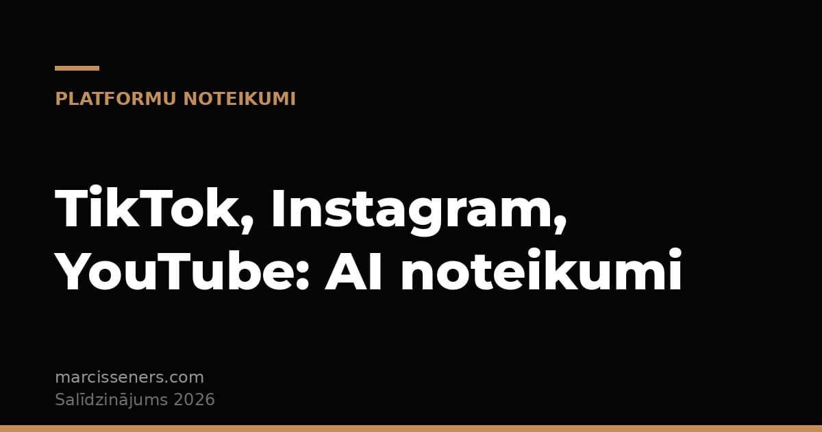 AI satura noteikumi TikTok, Instagram un YouTube — salīdzinājums 2026