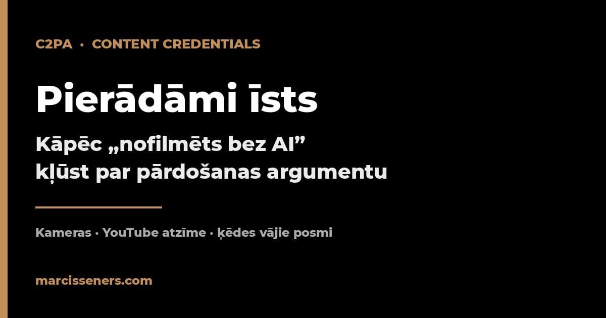 C2PA Content Credentials — kā pierādīt, ka video ir nofilmēts, nevis AI ģenerēts