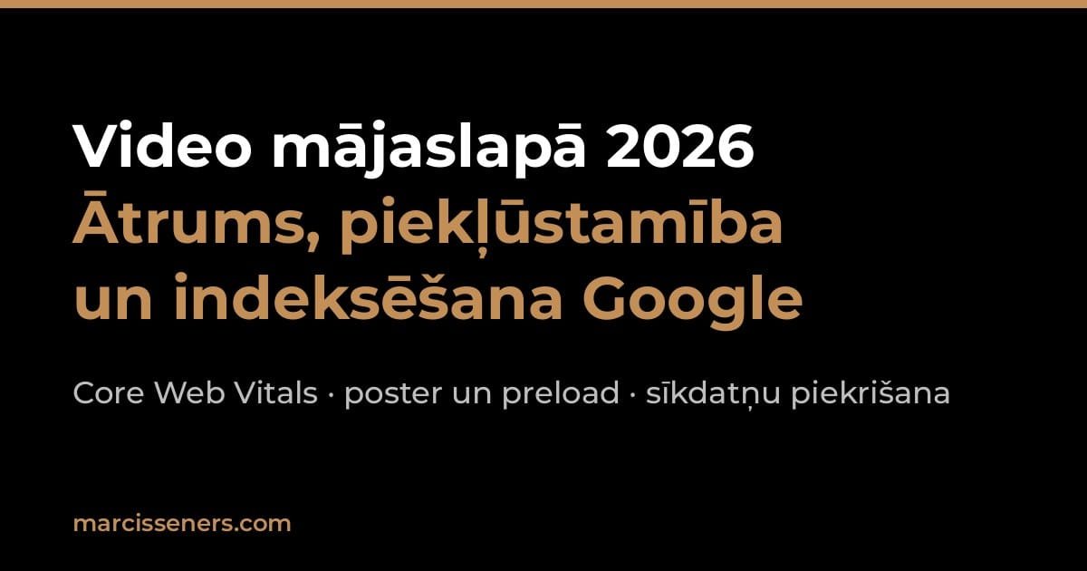Video mājaslapā: ātrums, piekļūstamība un indeksēšana Google